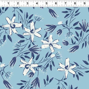 Secret Garden: Blue Goose By Meags and Me - Flowers and Bugs Pastel Blue