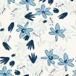 Secret Garden: Blue Goose By Meags and Me - Hand Painted Flowers - Natural