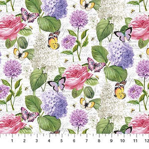 Northcott Scented garden Floral with Butterfly