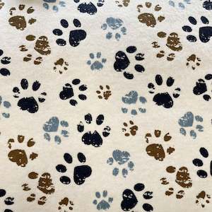 Paw Print Flannelette Fabric