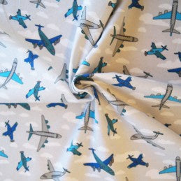 Grey Aeroplanes Printed Flannelette