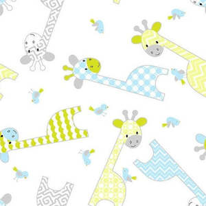 A E Nathan Comfy Flannel - Giraffes - White