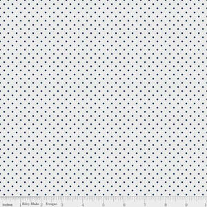 Riley Blake Fabric: Riley Blake - Swiss Dot - White/ Navy