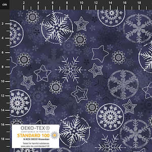 Stof - Multi Snowflakes - Navy/Silver