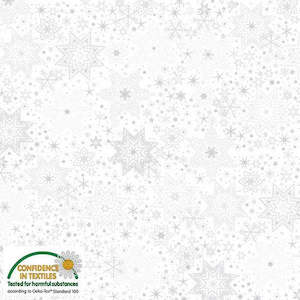 Stof - Large Snowflakes - WHITE/SILVER