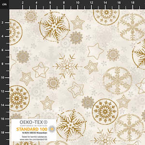 Stof - Large Snowflakes - WHITE/GOLD