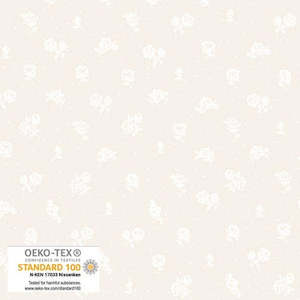 Stof Fabrics: Stof Tossed Flowers - White on Beige