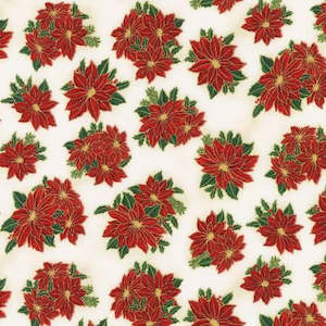 Robert Kaufman  - Christmas Holiday Poinsettia