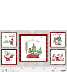 Gnome’s Home Tree Farm Panel by P&B Textiles