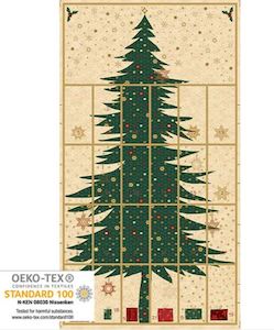 Stof Star Tree Advent Fabric Panel 4595-290 Cream