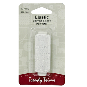 Elastic Shirring x 20m White