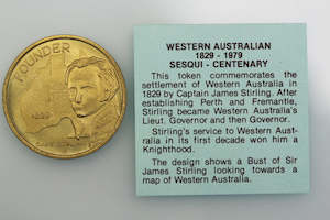 WESTERN AUSTRALIA SESQUI-CENTENARY 1829-1979 MEDAL TOKEN BRASS