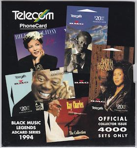 Telephone Cards: 1994 BLACK MUSIC LEGENDS ADCARD TELECOM PHONECARDS