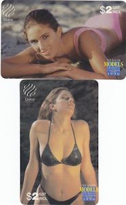 1996 NZ SWIMSUIT CALENDAR MODELS $2 GLOBAL INTERNATIONAL PHONECARD X 2