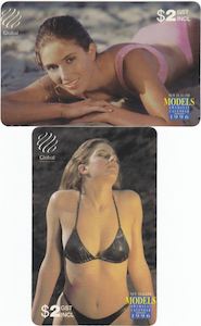 1996 NZ SWIMSUIT CALENDAR MODELS $2 GLOBAL INTERNATIONAL PHONECARD X 2