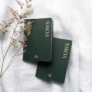 Green & White Vow Book set