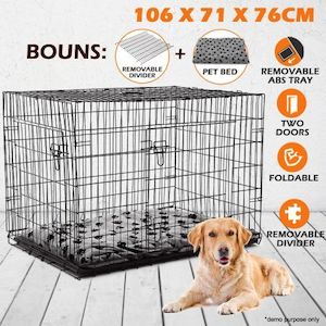 Dog Crate Puppy Cage Cat Crate Kennel Rabbit House with Bed Collapsible XL 42"