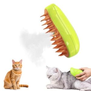 Homewares: 3 In1 Spray Cat Brush Steamy Cat Brush Self Cleaning Cat for Massage Li-Battery Powered Cat Grooming Brush for Removing Tangled and Loose Hair(Green)