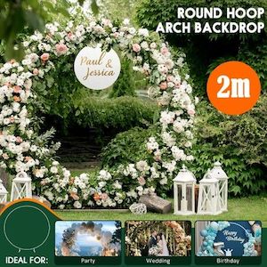 Round Backdrop Stand Arch Hoop Party Wedding Photo Metal Frame Circle Balloon De…