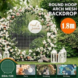 1.8M Wedding Party Arch Mesh Backdrop Stand White Round Hoop Decoration Circle M…