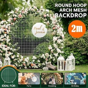 Round Backdrop Stand Arch Hoop Mesh Wedding Party Photo Metal Frame Circle Ballo…