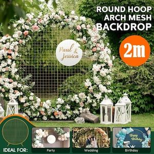 Round Backdrop Stand Arch Mesh Hoop Wedding Photo Party Metal Frame Circle Ballo…