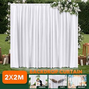 White Backdrop Curtain Silk Background Drape Wedding Party Birthday Graduation D…