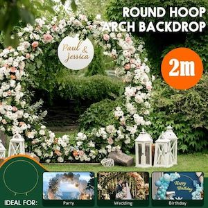 Round Backdrop Stand Hoop Arch Wedding Party Balloon Metal Frame Circle Flower D…