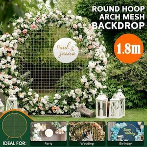 1.8M Wedding Party Backdrop Stand Arch Mesh Gold Round Hoop Decoration Circle Me…