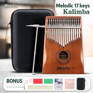 17 Keys Kalimba Mahogany Wood Thumb Piano Finger Percussion w/ Tuning Hammer Melodic