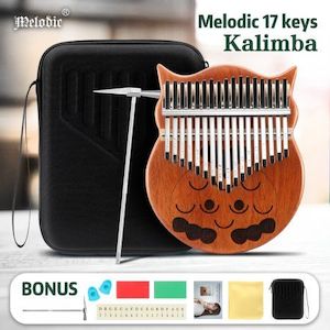 Homewares: Melodic 17 Keys Owl Kalimba Mahogany Wood Thumb Piano Finger Percussion w/ Tuning Hammer