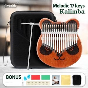 Homewares: Melodic 17 Keys Panda Kalimba Mahogany Wood Thumb Piano Finger Percussion w/ Tuning Hammer