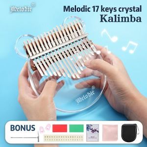 17 Key Kalimba Thumb Piano Finger Mbira Kids Adults Instrument Bear Shaped Transparent