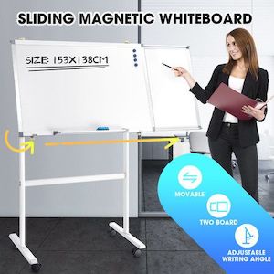 Mobile Magnetic Whiteboard Interactive Dry Erase Sliding White Board Large Rolli…