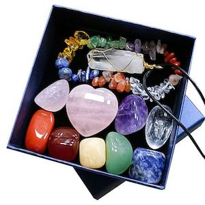 9pcs Crystals Healing Gemstones Chakra Stones 1Pc Crystal Bracelet 1pc Clear Qua…