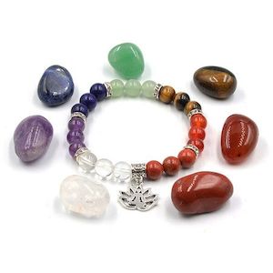 7Pcs Crystals Healing Gemstones Chakra Stones 1Pc Lava Bracelet Set For Crystals…