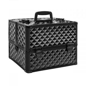 Portable Beauty Makeup Case Diamond - Black