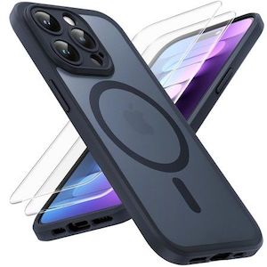 Homewares: 3 in 1 Magnetic for iPhone 15 Pro Case,Upgraded [Full Camera Protection] with 2 Screen Protector,Fit for MagSafe,[Military Grade Drop Protection] Translucent Matte Back Phone Case 6.1 Inch,Black