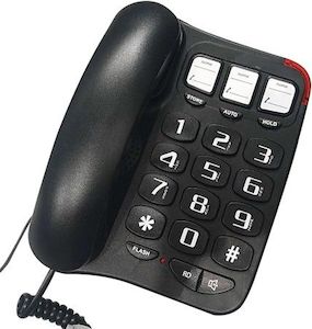 Homewares: Black TCF 2300 Big Button Landline Phone Desktop Telephone Amplified Sound Perfect for Seniors and Visually Challenged Loud Ringtone Fixed Home Phone