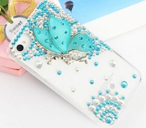 Homewares: Handmade Luxury Designer Bling 3D Colorful Special Crystal Angle Wing Genius Case Cover For Apple iPhone 5/5s blue