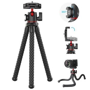 Camera Tripod Stand with Hidden Phone Holder Cold Shoe Mount 1/4'' Screw for Mag…