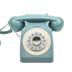 Homewares: Retro Telephone, Classic Landline Telephone Vintage Old Fashioned Corded Telephone, Blue