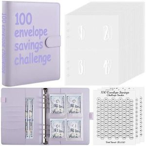 Homewares: 100 Envelopes Challenge Binder,A5 Money Saving Budget Binder with Cash Envelopes - Savings Challenges Book to Save 5,050 Dollars (Purple)