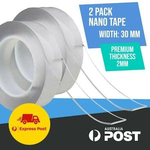 Homewares: 2p NanoTape Adhesive Strips Removable Mounting Tape Traceless Invisible Gel Anti-Slip 30mmX1mX2mm