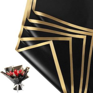 Homewares: 20 Sheets Flower Wrapping Paper - Waterproof Floral Bouquet Wrapping Paper,Florist Supplies Packaging Paper for Wedding Birthday Gift DIY (Black)