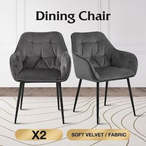 Dining Chairs Kitchen Office Room Seat Upholstered Velvet Soft Fabric Mid Centur…