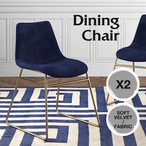 Blue Dining Room Chairs Velvet Soft Fabric Kitchen Office Seat Upholstered Moder…