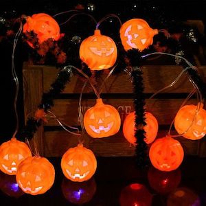 Pumpkin String Lights 2M 10 Leds Warm Funny Faces Energy-Saving Pumpkin String L…