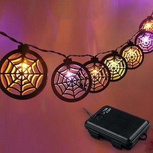 Homewares: Halloween String Light 20 Bulbs Hanging Spider Net Pendant Decor String