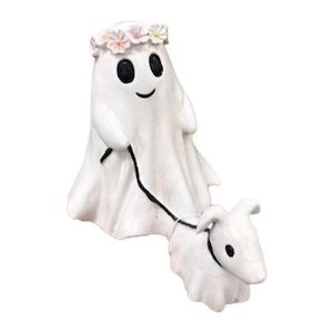 Girls Halloween Ghost Walking Dog Statue 15CM Spooky Ghost Dog Figurine for Home…